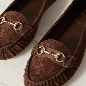 NEW IN BOX GUCCI Kensington Horsebit Suede Loafers In Braun